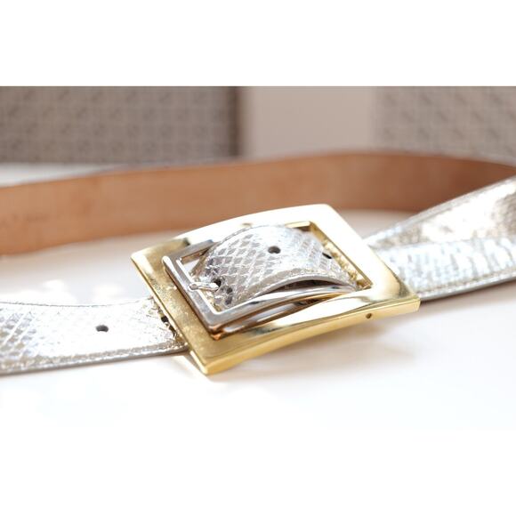 Dolce & Gabbana Vintage Silver Python Leather Belt (Size 34\